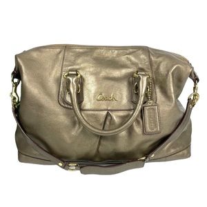 Coach Soft Metallic “Ashley” Leather Satchel Bag